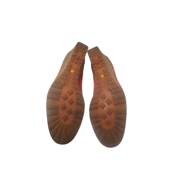 Timberland Coral Red Leather Wedge Heel Boat Shoes Size 6.5M - Picture 9 of 11